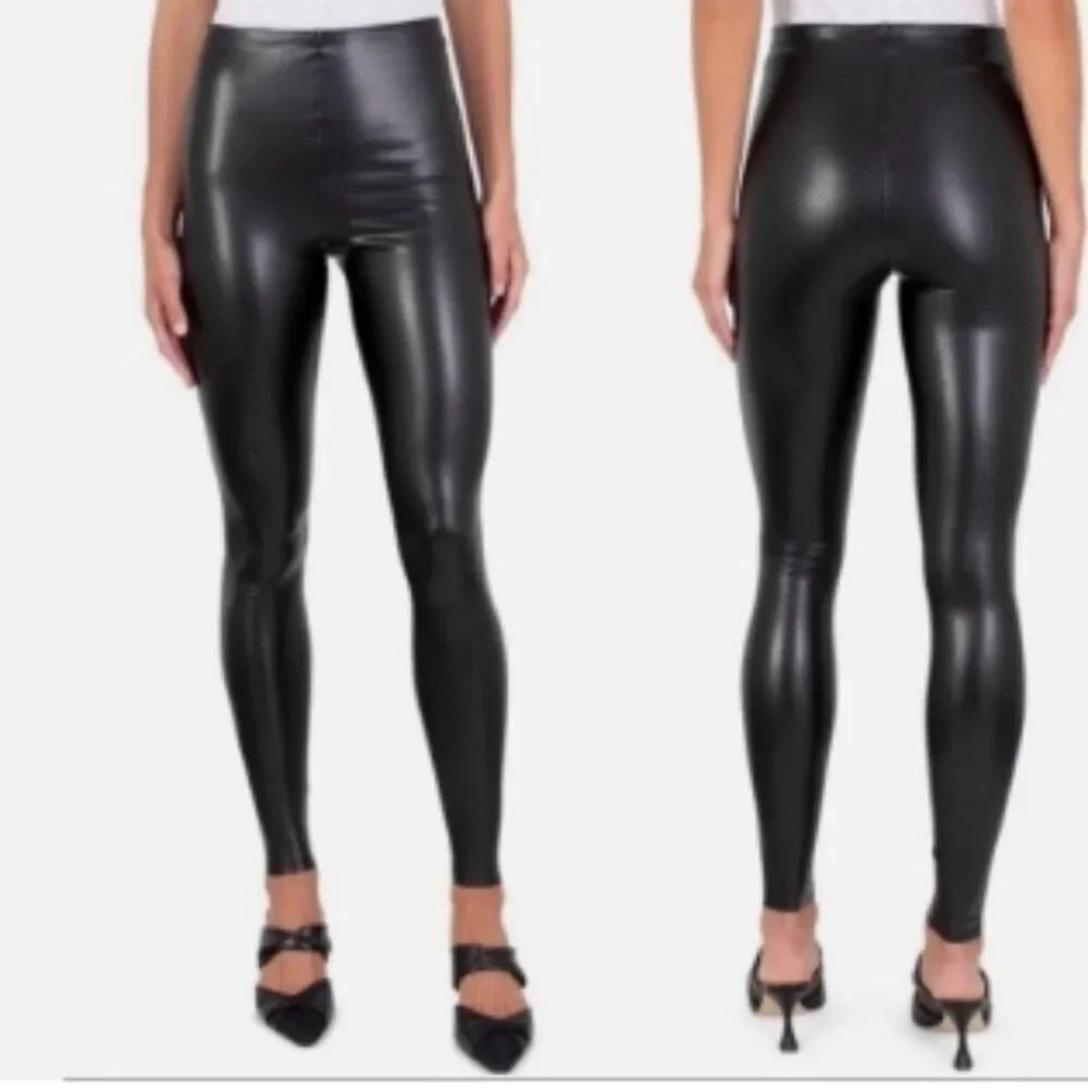 NWT Josie Faux Leather Pull On Pants Black in Size Small